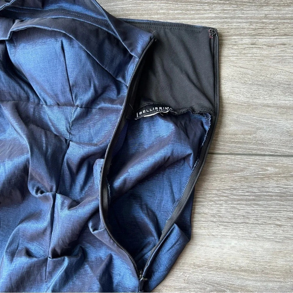 Bellissima Metallic Blue One Shoulder Maxi Prom Dress - Picture 6 of 16